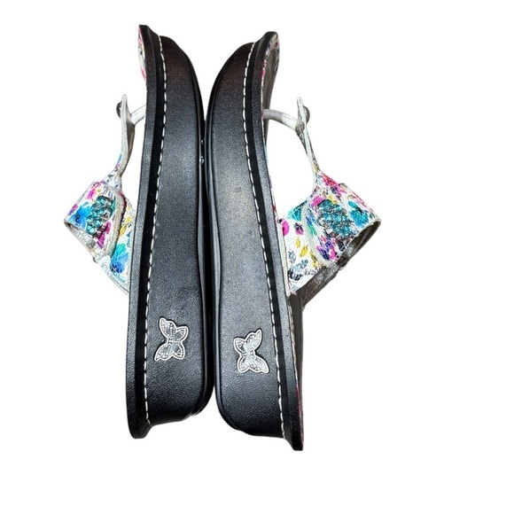 Alegria Carina Perennial Crackle Floral Sandals Velcro Size 36 Comfort Leather - Picture 6 of 10
